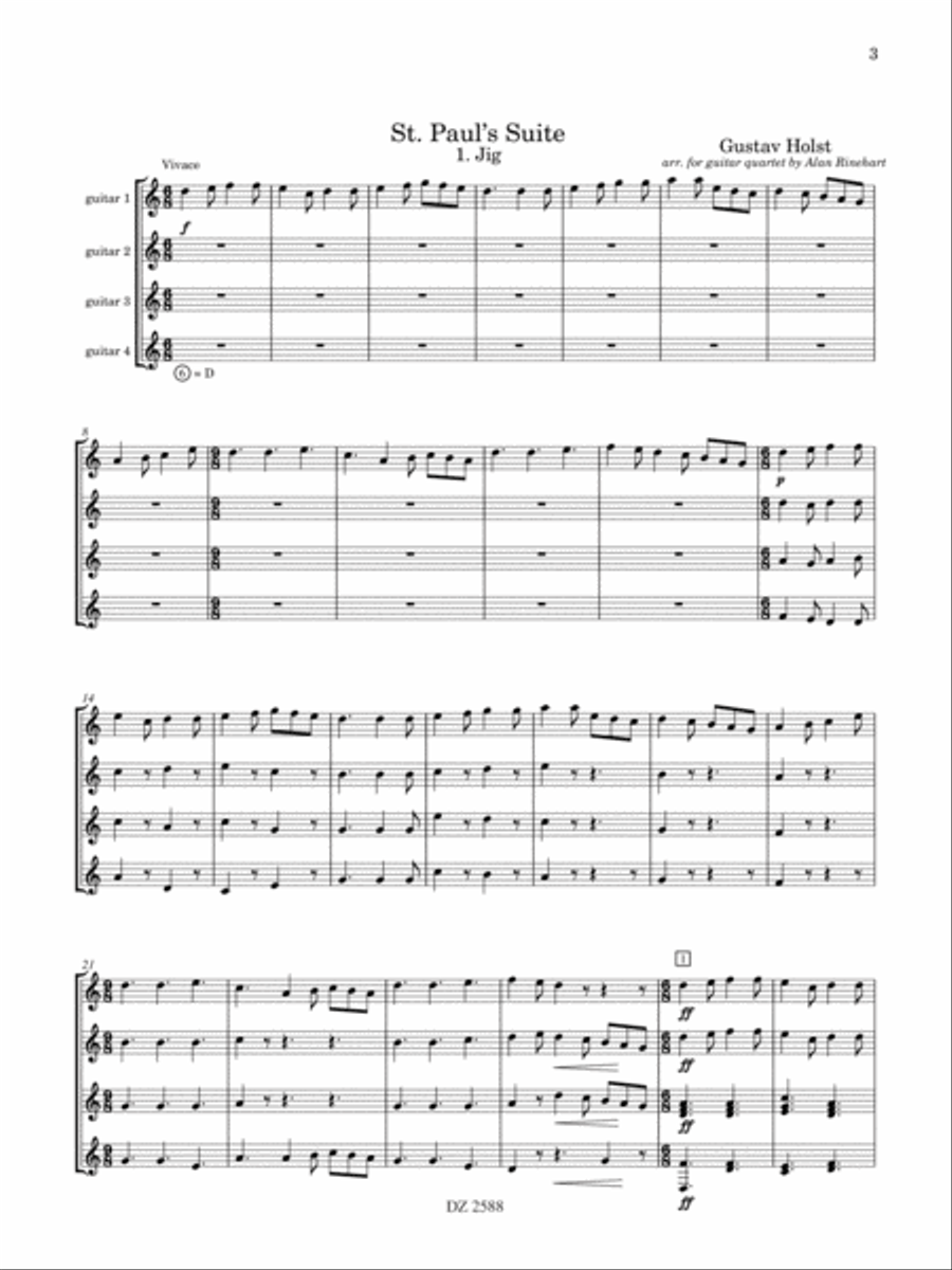 St. Paul’s Suite Guitar Ensemble scores gallery preview page 3