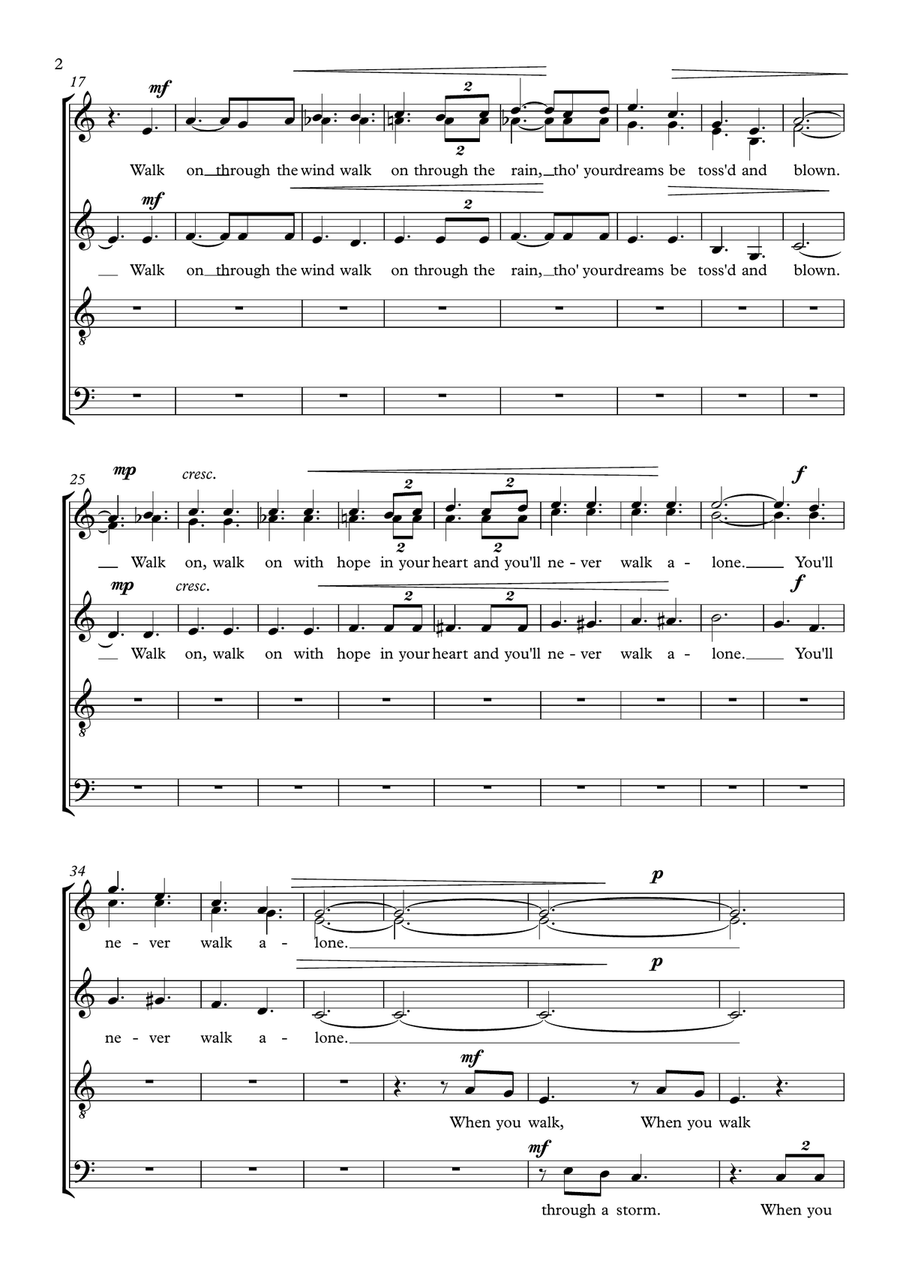 You'll Never Walk Alone You'll Never Walk Alone 4-Part scores gallery preview page 2