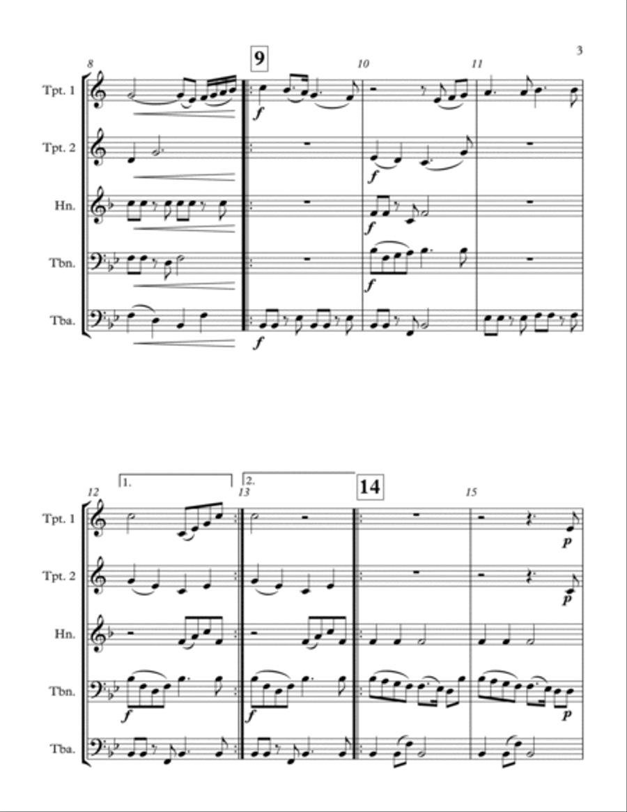 Joy To The World - for brass quintet Brass Quintet scores gallery preview page 3