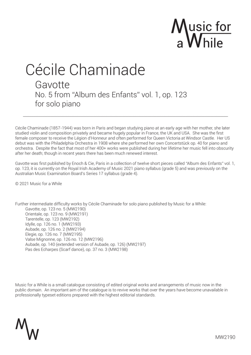 Cécile Chaminade - Gavotte op. 123 no. 5 for solo piano