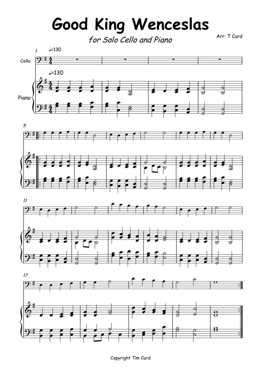 Good King Wenceslas for Cello and Piano image number null