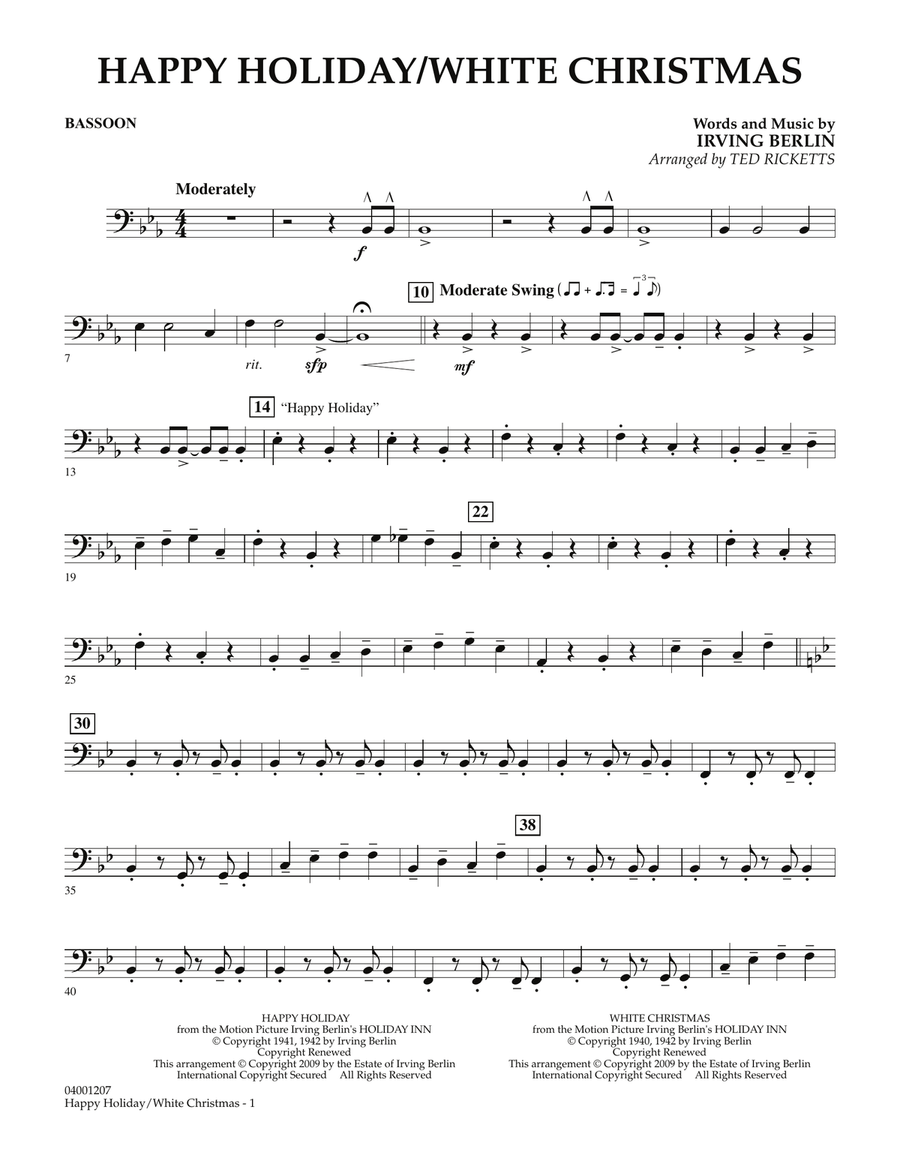 Happy Holiday/White Christmas - Bassoon Concert Band scores gallery preview page 1