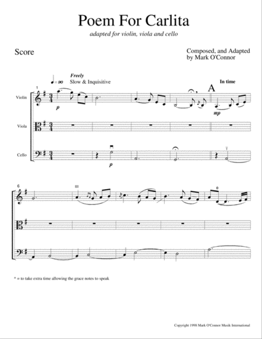 Poem For Carlita (score - vln, vla, cel) String Trio scores gallery preview page 4