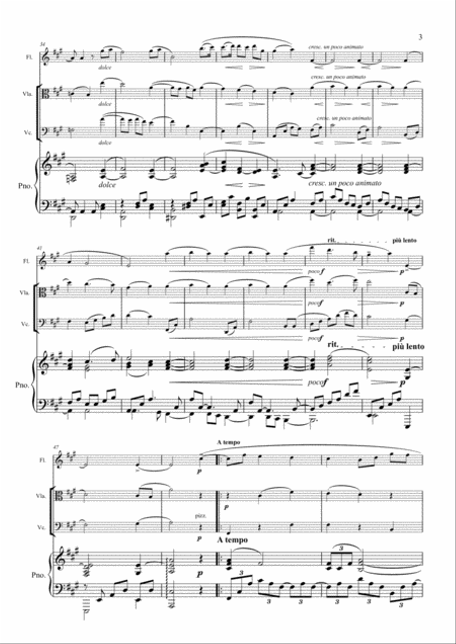 Brahms - Intermezzo Op.118 No.2 - Flute, Viola, Cello & Piano Flute scores gallery preview page 3