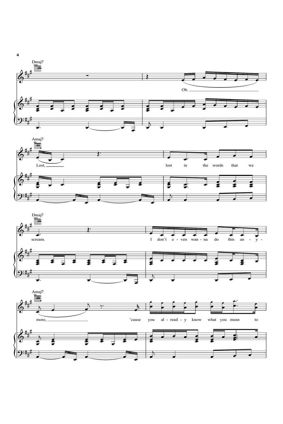 Die With A Smile Piano, Vocal, Guitar scores gallery preview page 4