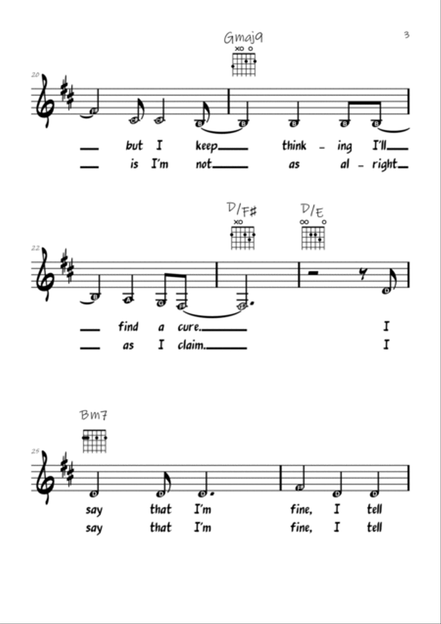 Scared Of My Guitar Scared Of My Guitar Easy Piano scores gallery preview page 3