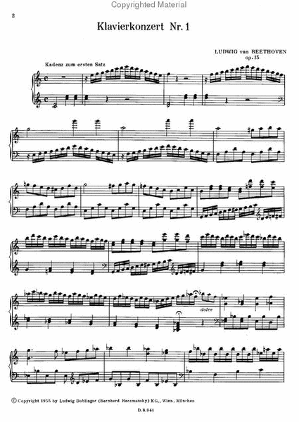 Originalkadenzen zu den Klavierkonzerten: Nr. 1 C-Dur op. 15