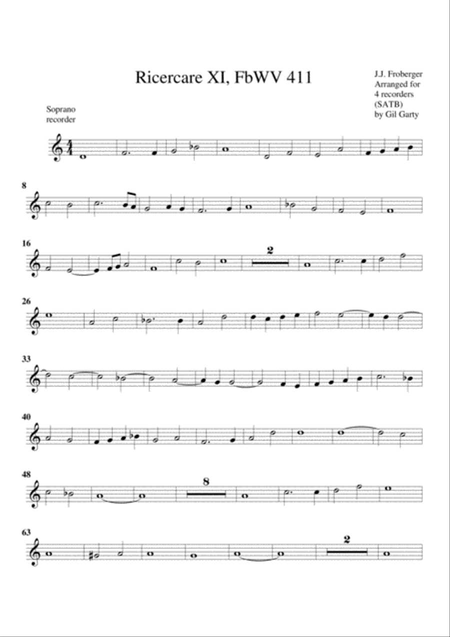 Ricercare no.11, FbWV 411 Recorder scores gallery preview page 4