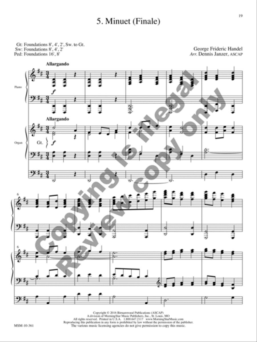 Royal Fireworks Music: Piano and Organ Duet Organ scores gallery preview page 22