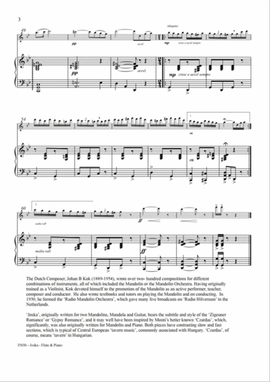 JOSKA: A GYPSY ROMANCE – FLUTE & PIANO Flute Solo scores gallery preview page 4