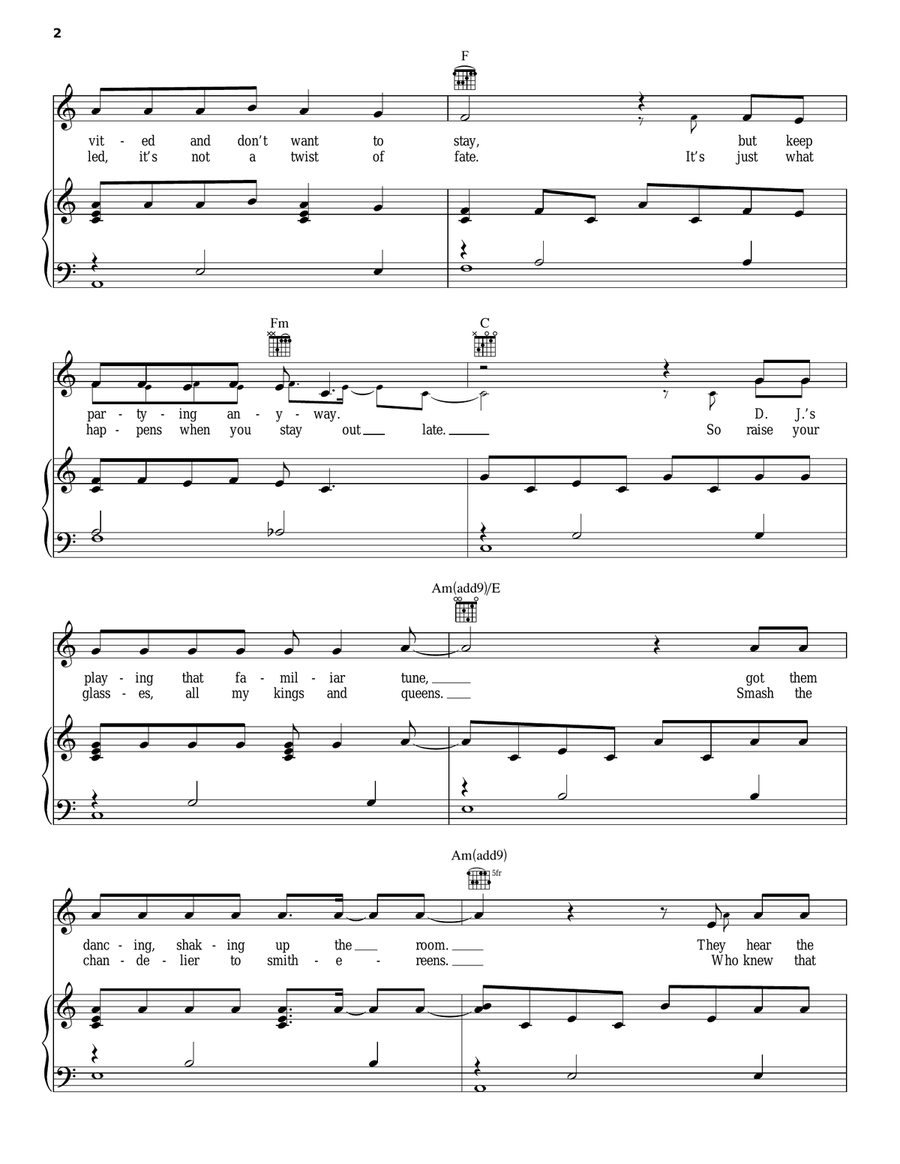 Last Party Piano, Vocal, Guitar scores gallery preview page 2