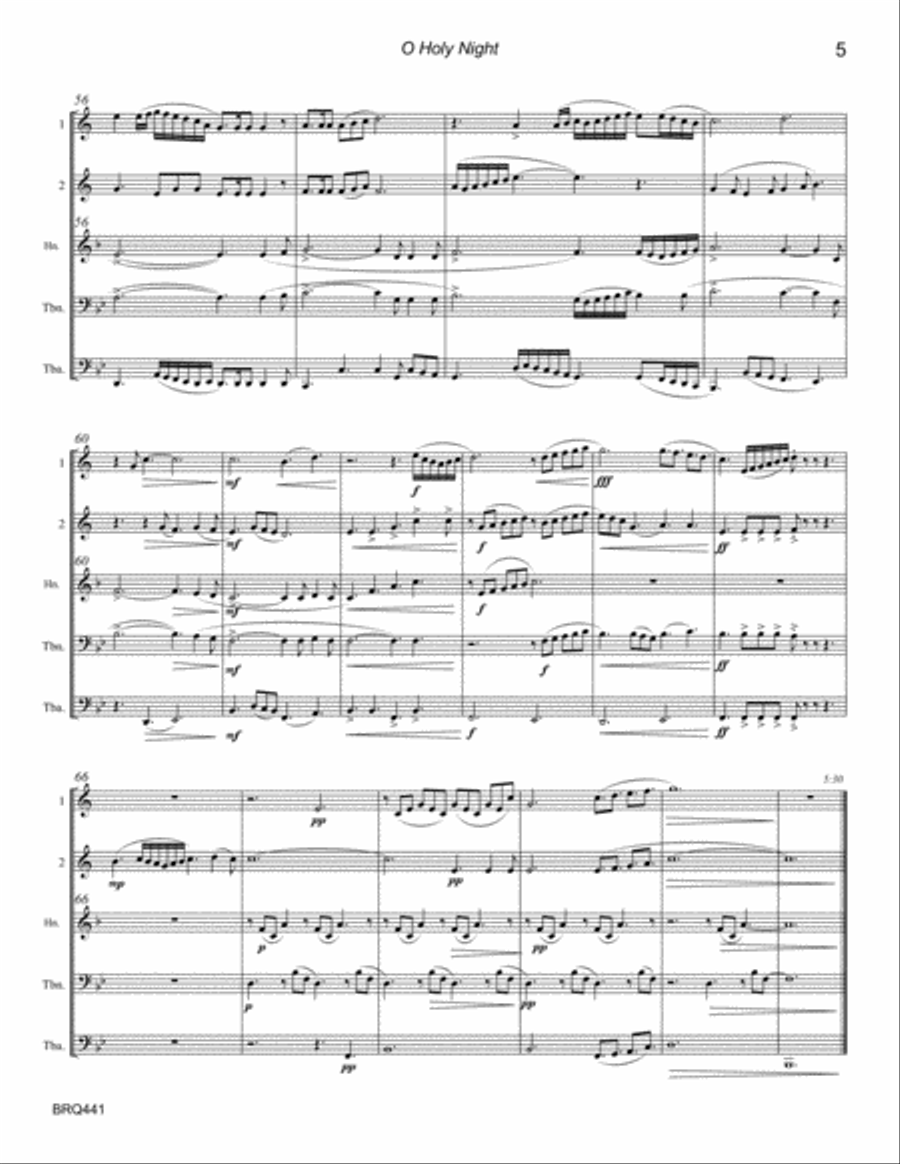 O HOLY NIGHT - unaccompanied BRASS QUINTET O HOLY NIGHT - unaccompanied BRASS QUINTET Brass Quintet scores gallery preview page 5
