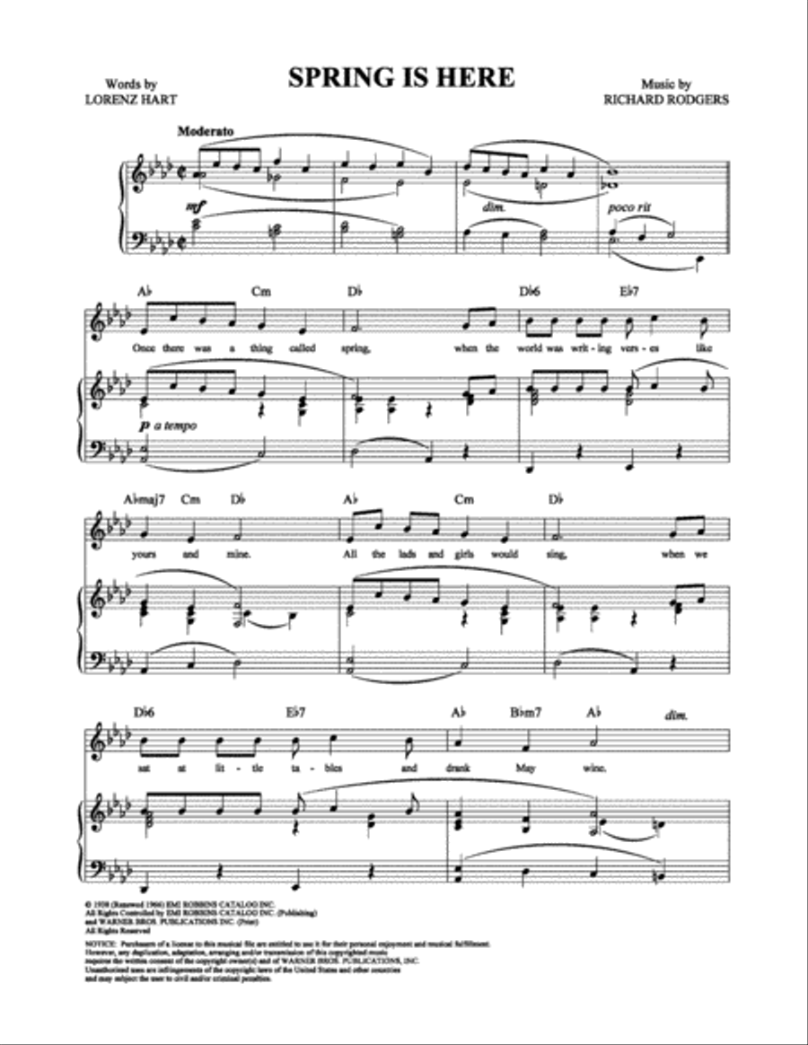Spring Is Here Piano, Vocal, Guitar scores gallery preview page 1