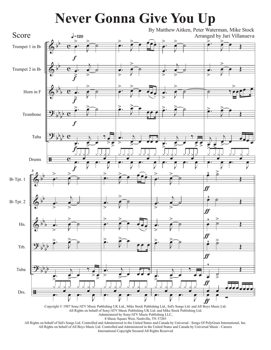 Never Gonna Give You Up Small Ensemble scores gallery preview page 2