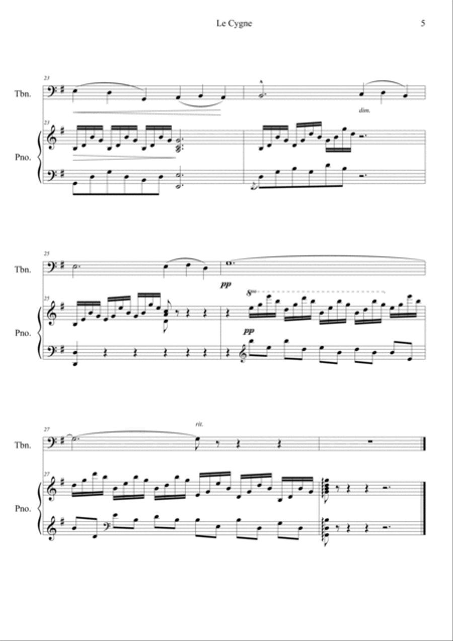 Le Cygne (Le Carnaval des Animaux) Easy Piano scores gallery preview page 5