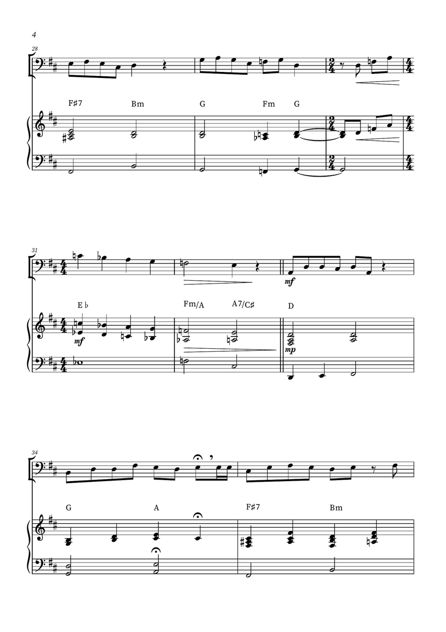 When She Loved Me Double Bass scores gallery preview page 4