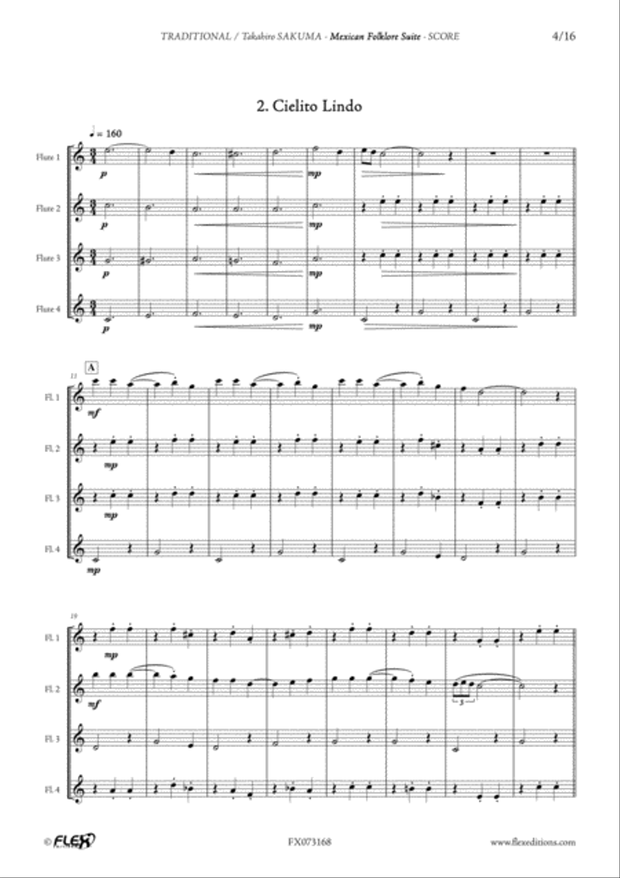 Mexican Folklore Suite Flute Quartet scores gallery preview page 5