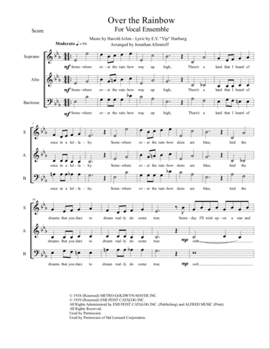 Over The Rainbow (from The Wizard Of Oz) 3-Part scores gallery preview page 2