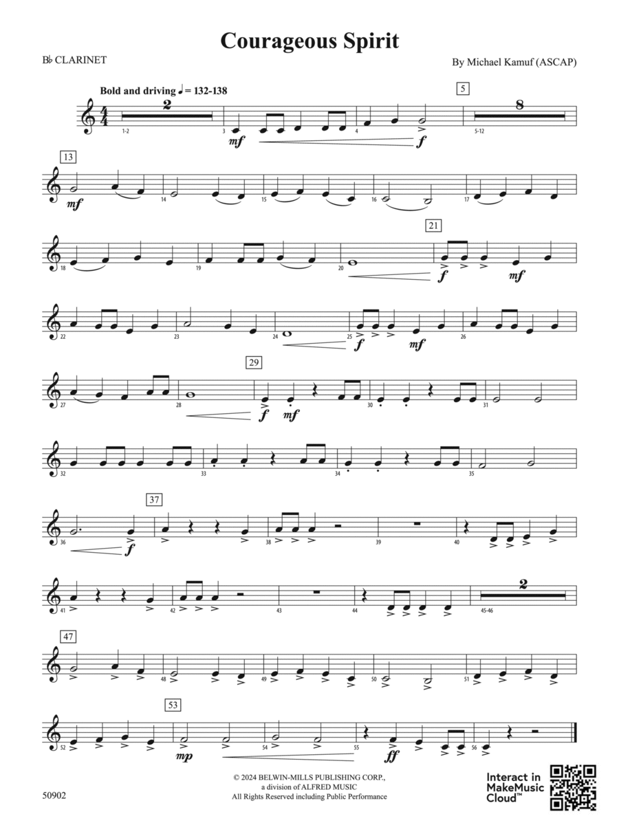 Courageous Spirit: 1st B-flat Clarinet Concert Band scores gallery preview page 1