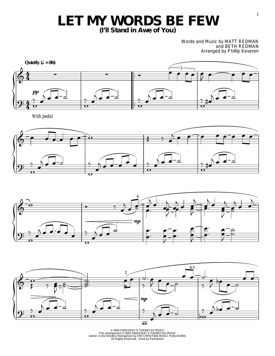 Let My Words Be Few (I'll Stand In Awe Of You) (arr. Phillip Keveren) Piano Solo scores gallery preview page 1