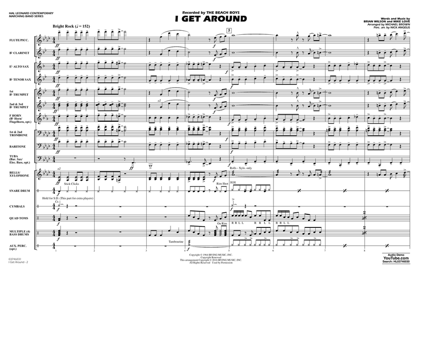 I Get Around - Conductor Score (Full Score) Marching Band scores gallery preview page 2