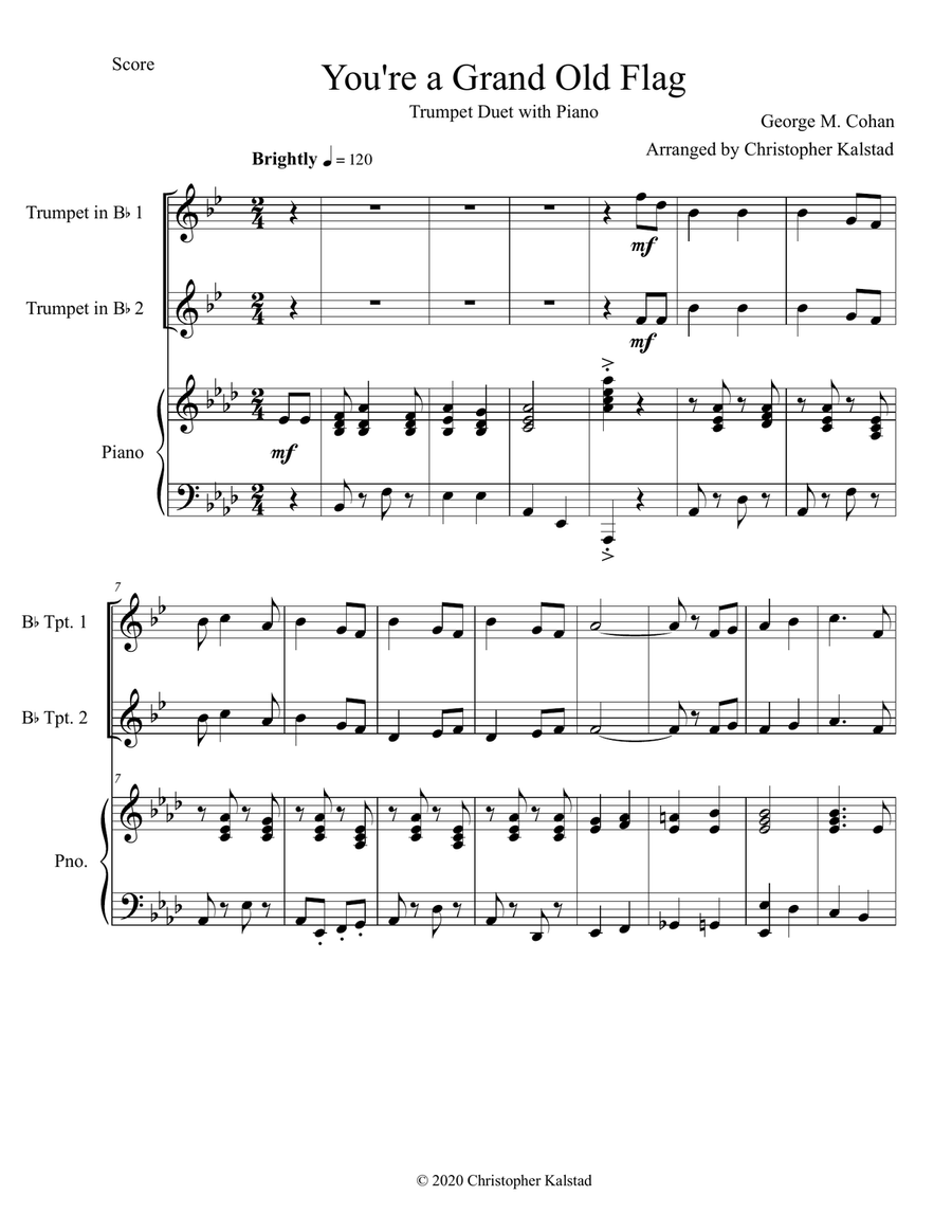 You're a Grand Old Flag (Trumpet Duet and Piano)