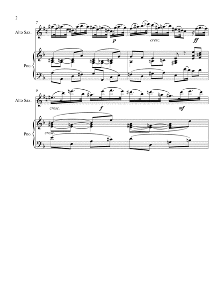 Sonata #1 Movement 1 in D Minor for Alto Sax and Piano Alto Saxophone scores gallery preview page 2