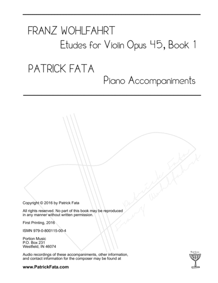 Wohlfahrt Etudes for Violin with Piano Accompaniment (Book I)