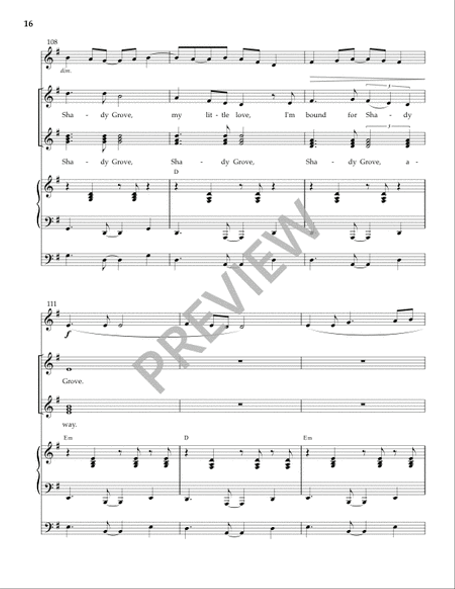 Shady Grove (Full Score and Parts) SSA scores gallery preview page 17
