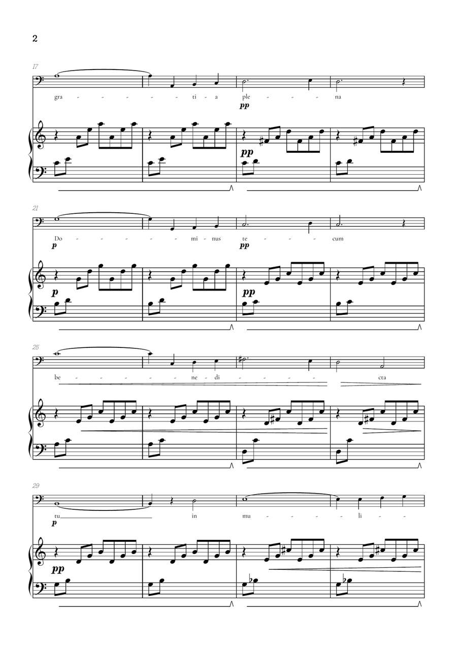 Bach / Gounod Ave Maria in C major • baritone sheet music with piano accompaniment Voice Solo scores gallery preview page 2