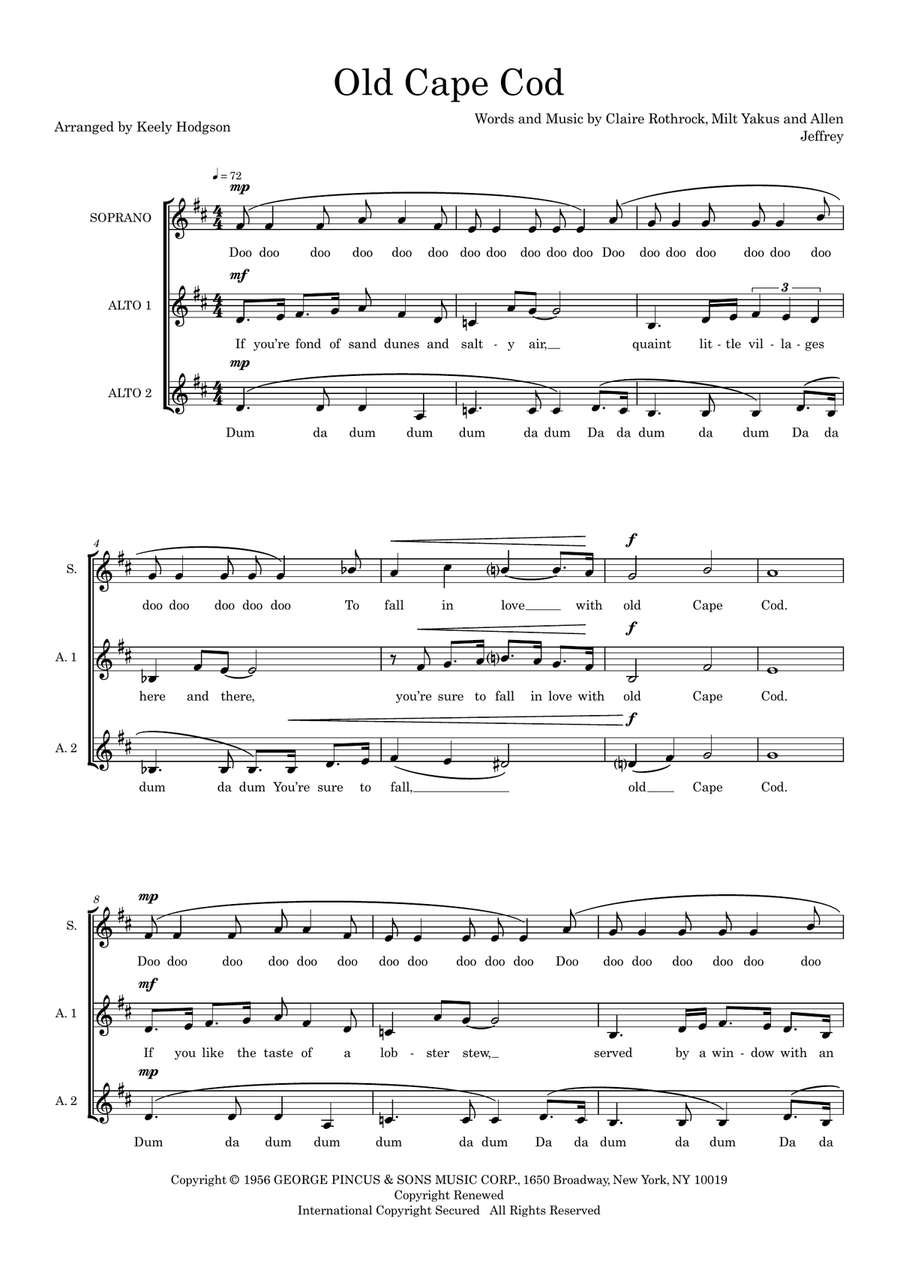 Old Cape Cod (arr. Keely Hodgson) Women's Choir scores gallery preview page 1