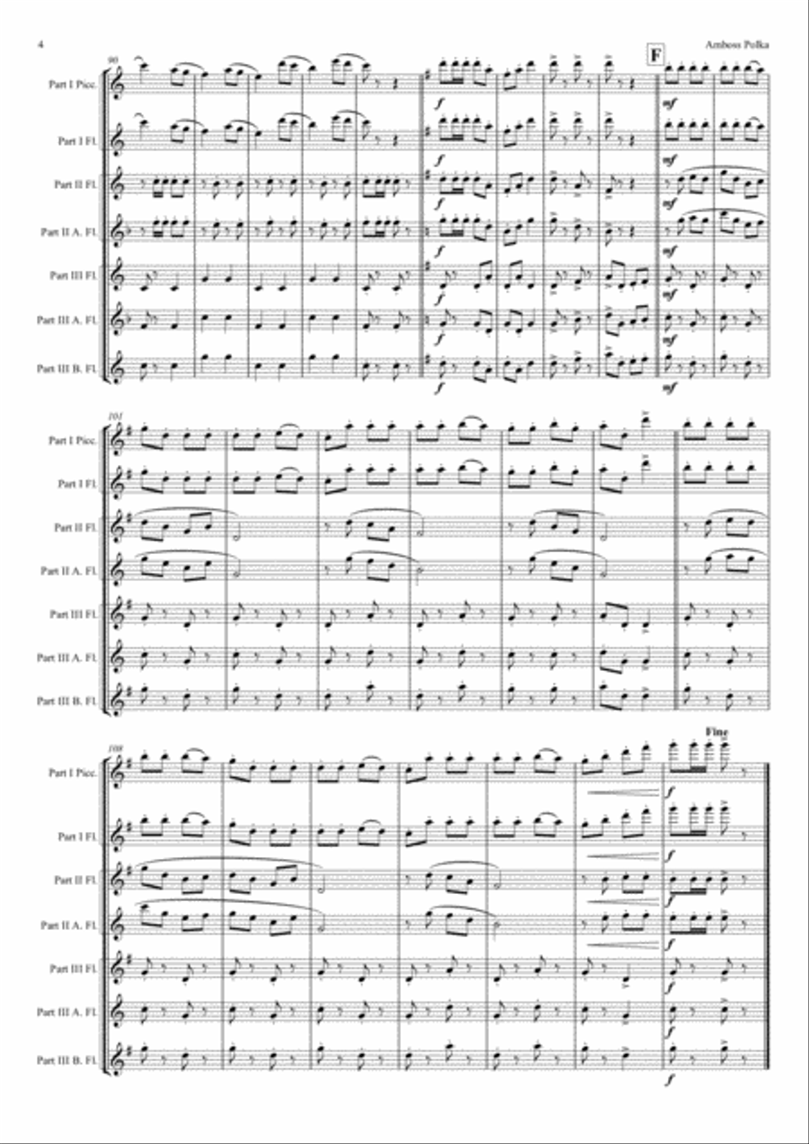 Amboss-Polka - German Polka - Oktoberfest - Flute Trio Flute Trio scores gallery preview page 4