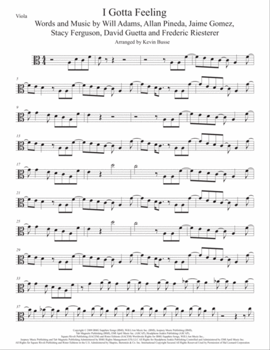 I Gotta Feeling Viola Solo scores gallery preview page 1