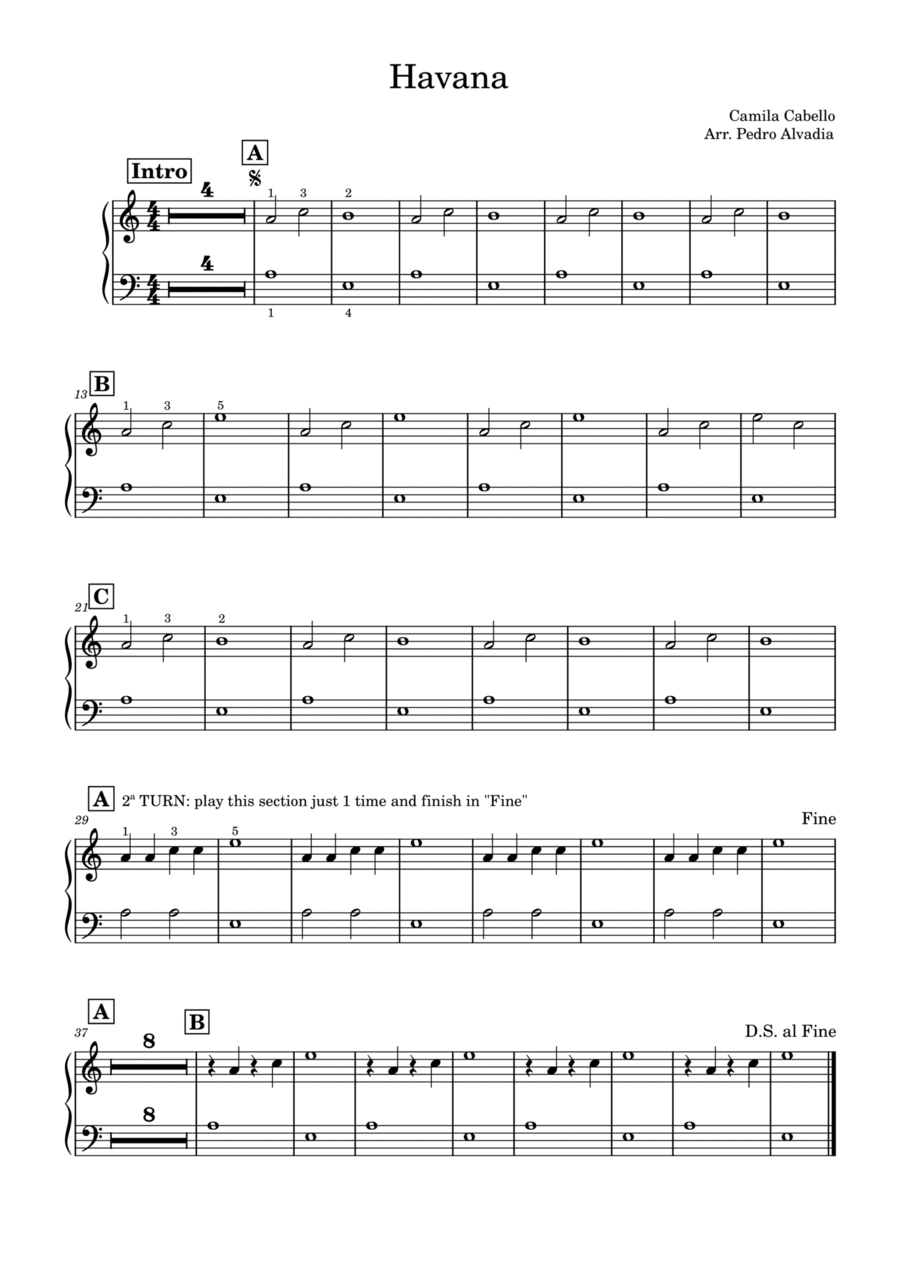 Havana Easy Piano scores gallery preview page 1