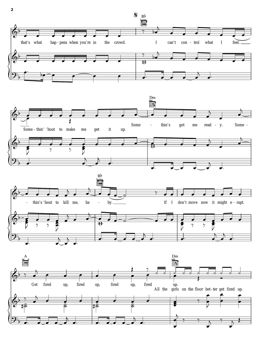 Fired Up Fired Up Piano, Vocal, Guitar scores gallery preview page 2