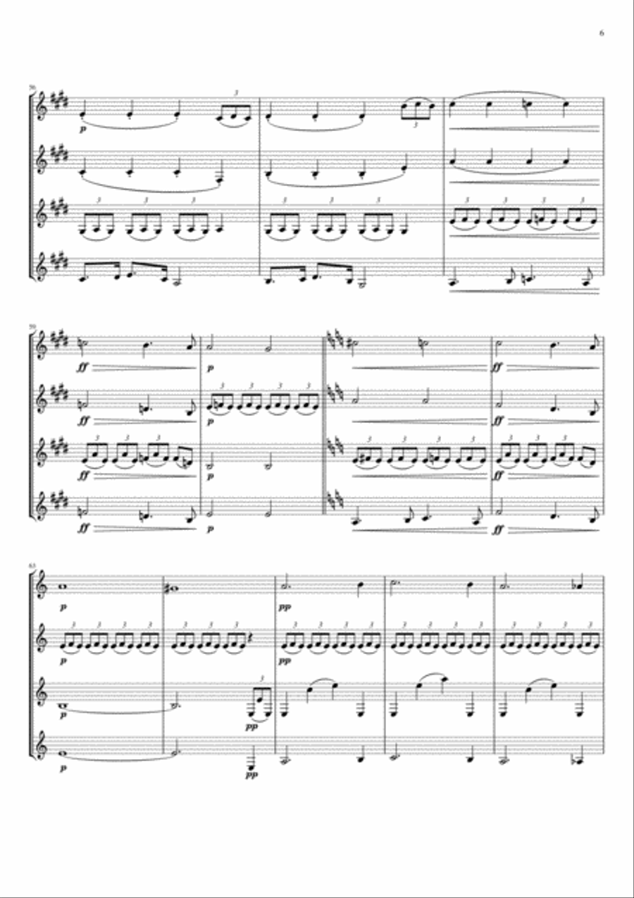 Brahms : Rhapsody Op.79, No.2 (for Clarinet Quartet) Clarinet Quartet scores gallery preview page 6