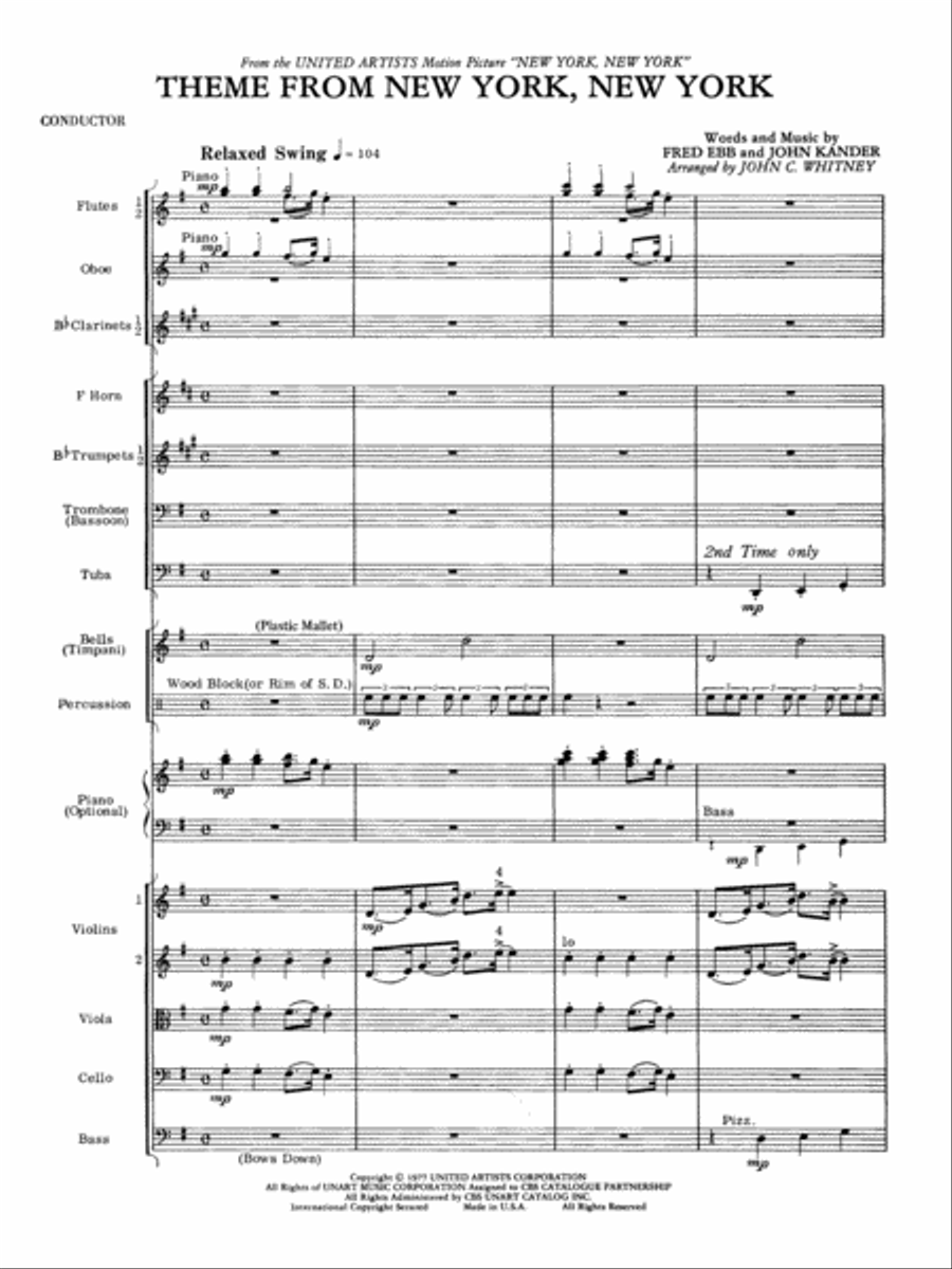 New York, New York, Theme from Full Orchestra scores gallery preview page 4