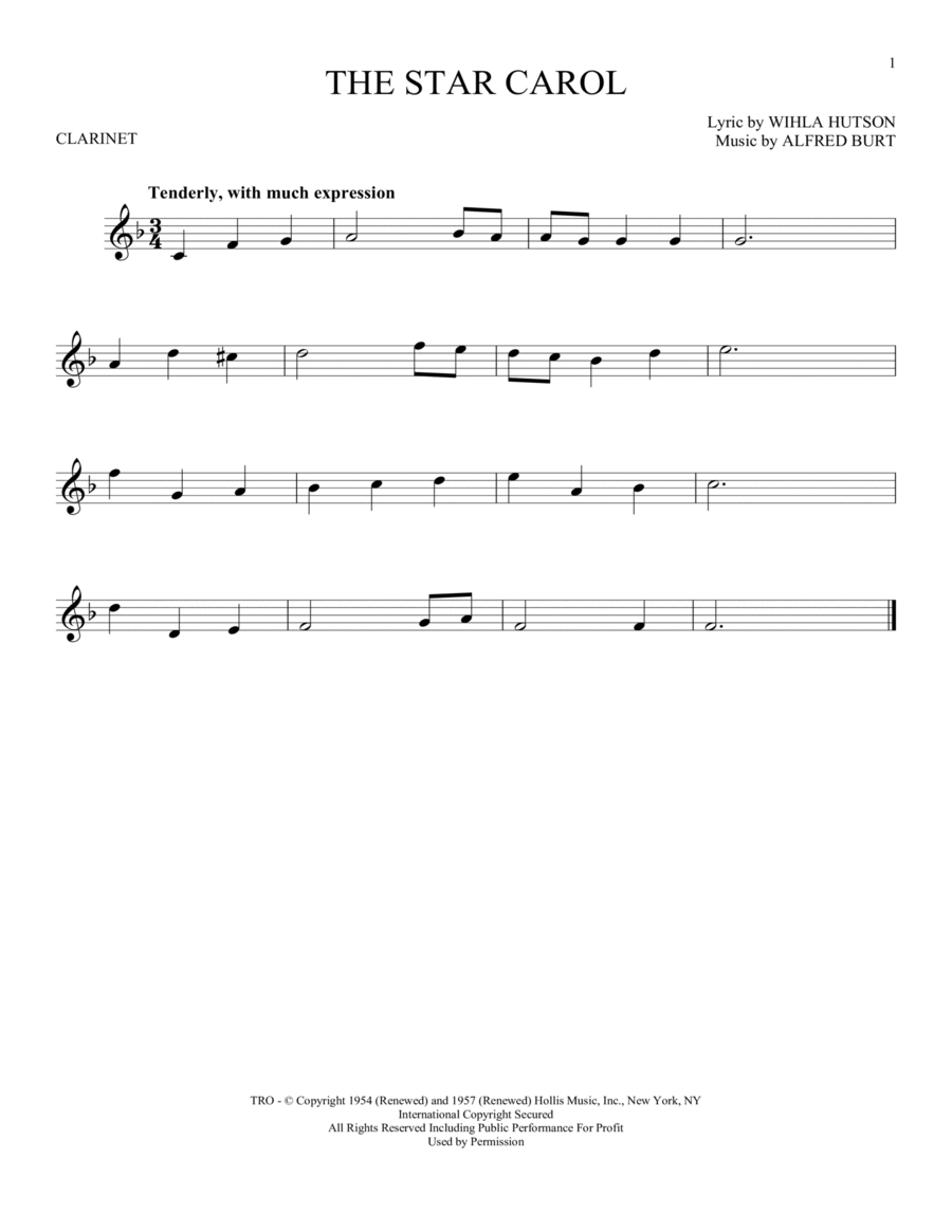The Star Carol Clarinet Solo scores gallery preview page 1