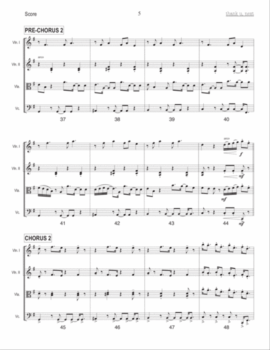 Thank U, Next Thank U, Next String Quartet scores gallery preview page 5
