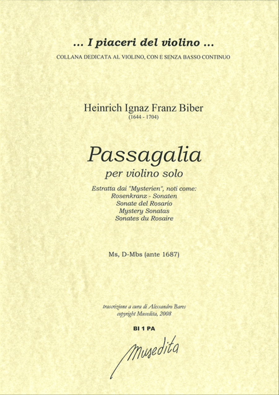 Passagalia per violino solo (MS, 1676 ca.) Violin Solo scores gallery preview page 1