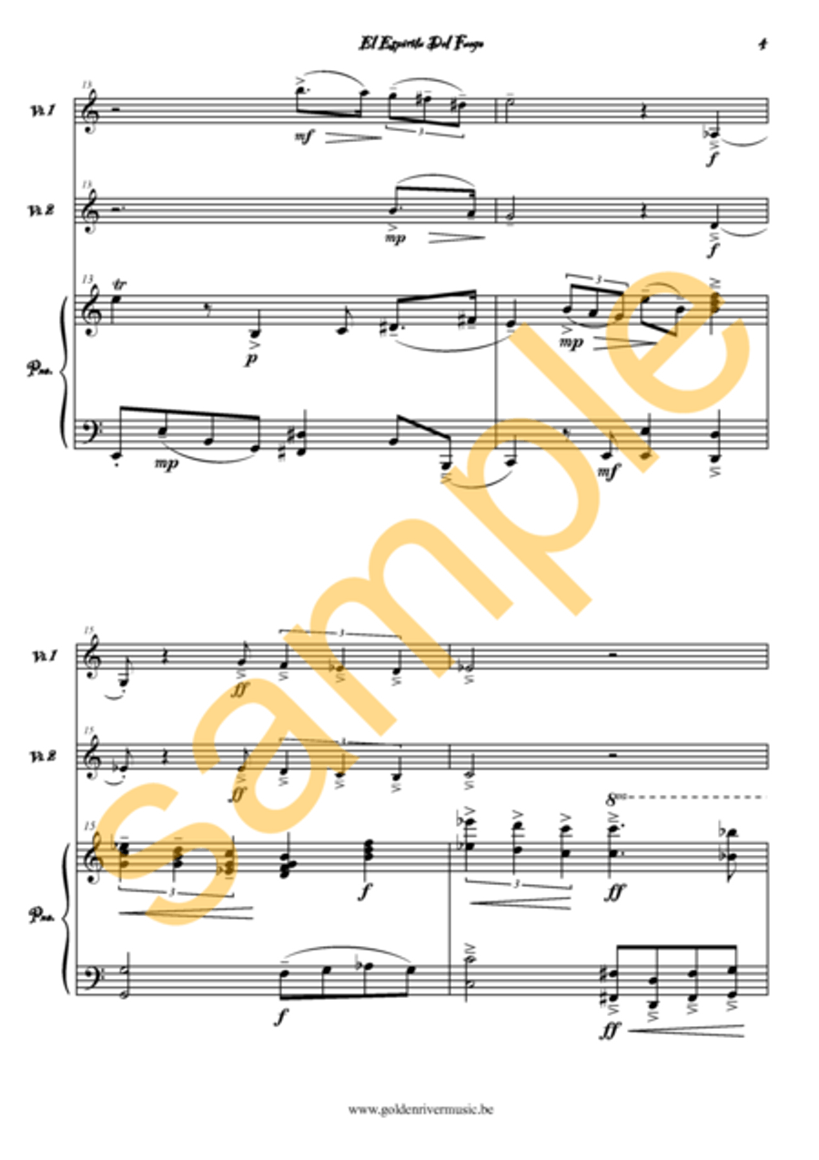 El Spiritu del Fuego / Fire Spirit for 2 violins Violin Solo scores gallery preview page 5