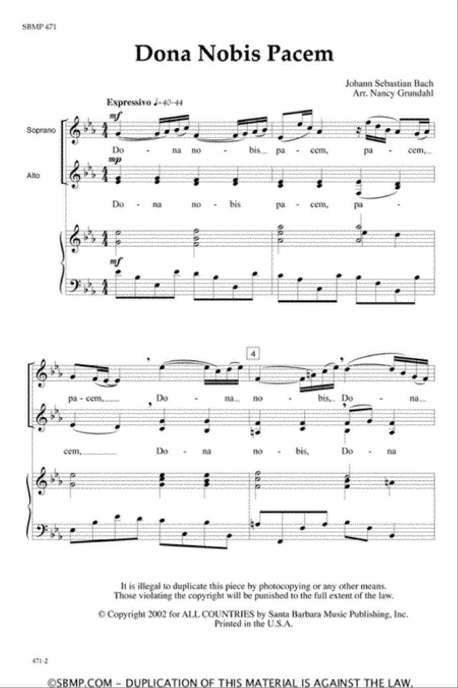 Dona Nobis Pacem - SSA Octavo SSA scores gallery preview page 2