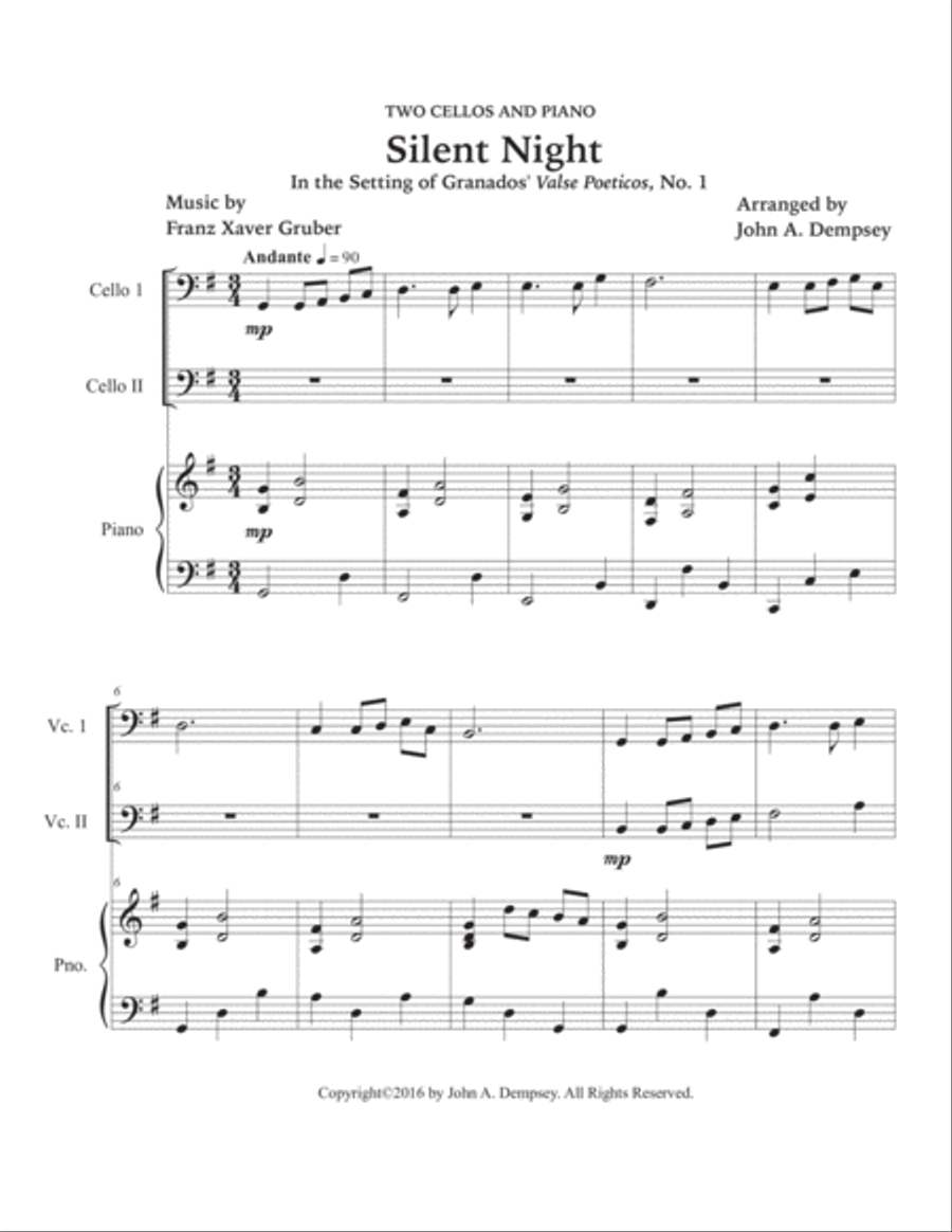 Silent Night (Trio for Two Cellos and Piano) String Duet scores gallery preview page 5