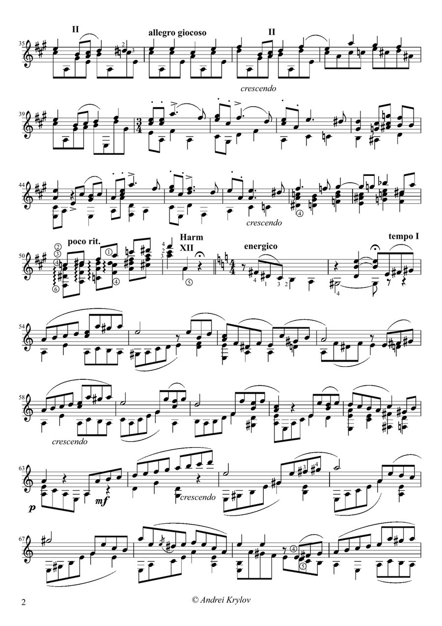 June from Four Seasons, classical guitar arrangement Acoustic Guitar scores gallery preview page 2