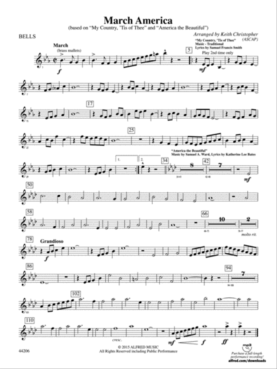 March America: Bells March America: Bells Concert Band scores gallery preview page 1