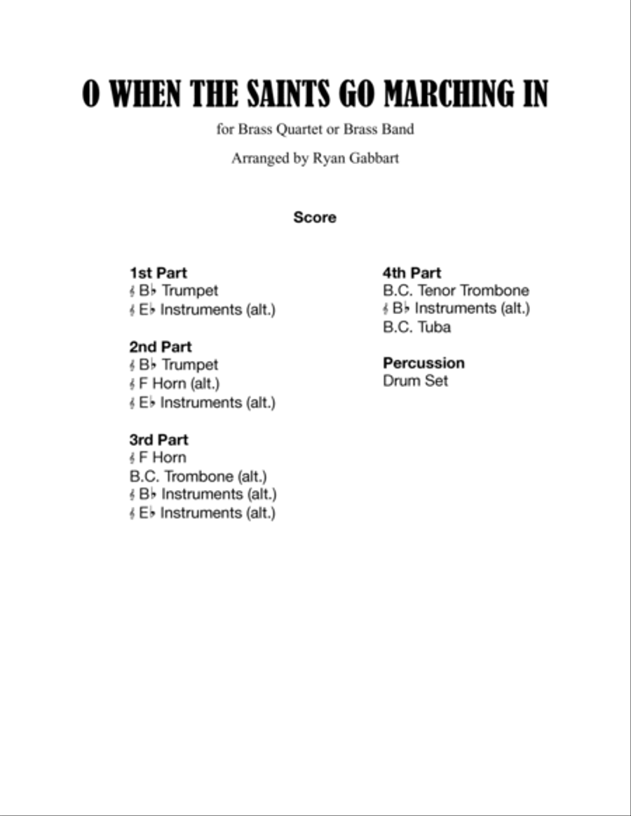 When the Saints Go Marching In for Brass Quartet (Beginner) Brass Quartet scores gallery preview page 2