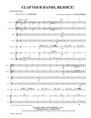 Book cover for Clap Your Hands, Rejoice!: Score