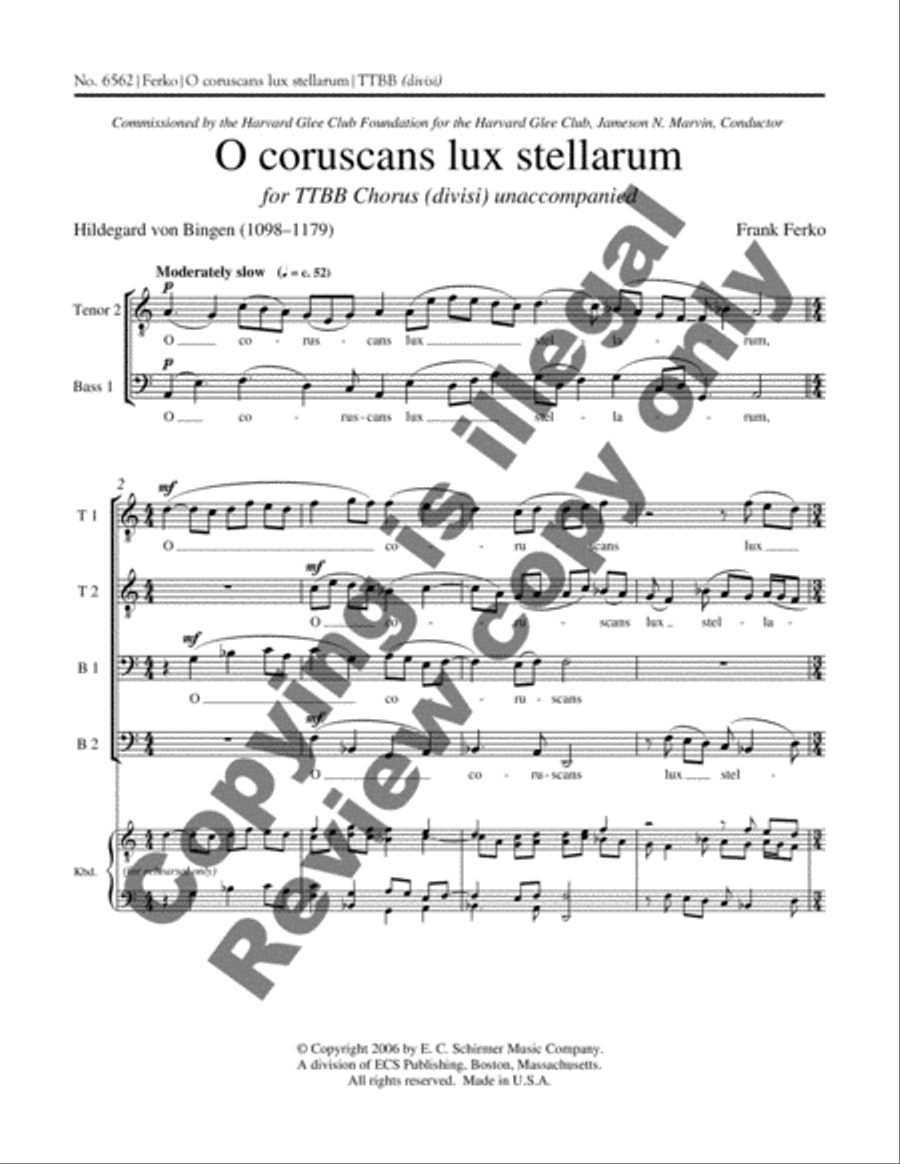 O coruscans lux stellarum TTBB scores gallery preview page 3