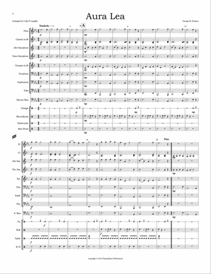 Aura Lea Aura Lea Concert Band scores gallery preview page 2