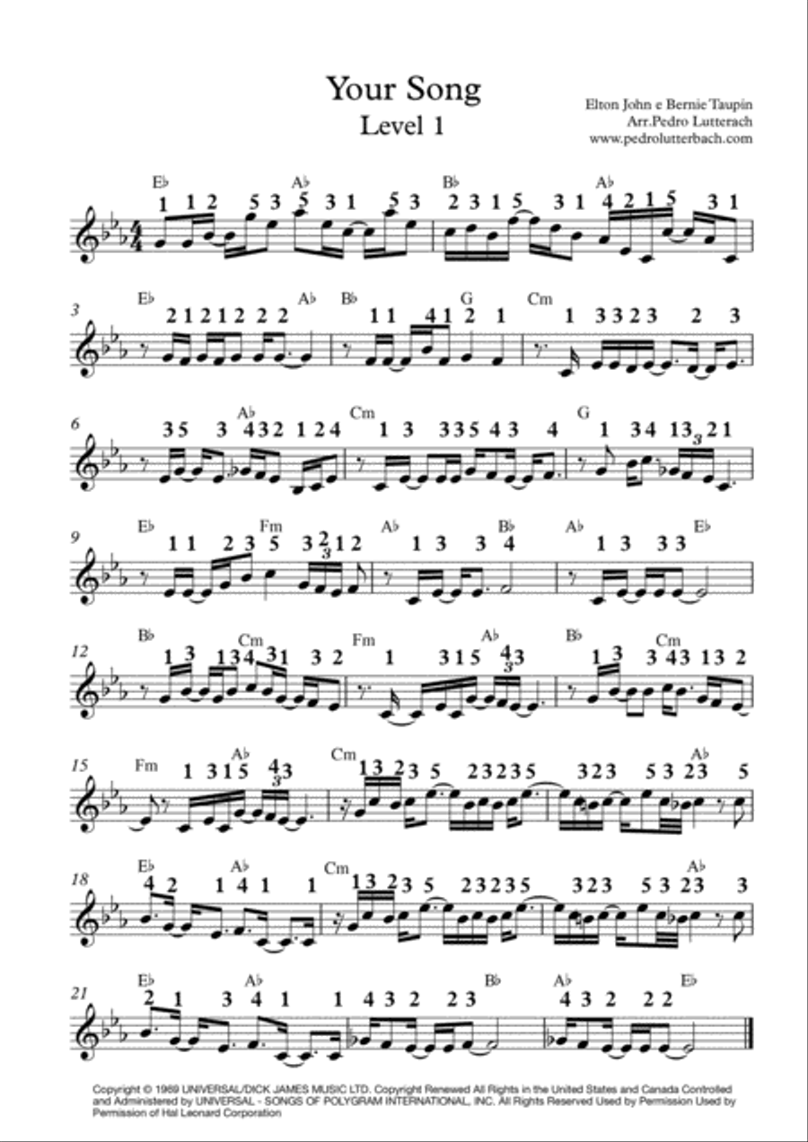 Your Song Small Ensemble scores gallery preview page 1